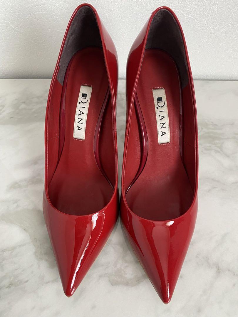 美品♡Diana ダイアナ エナメル パンプス 赤 22.5 ポインテッドトゥ
