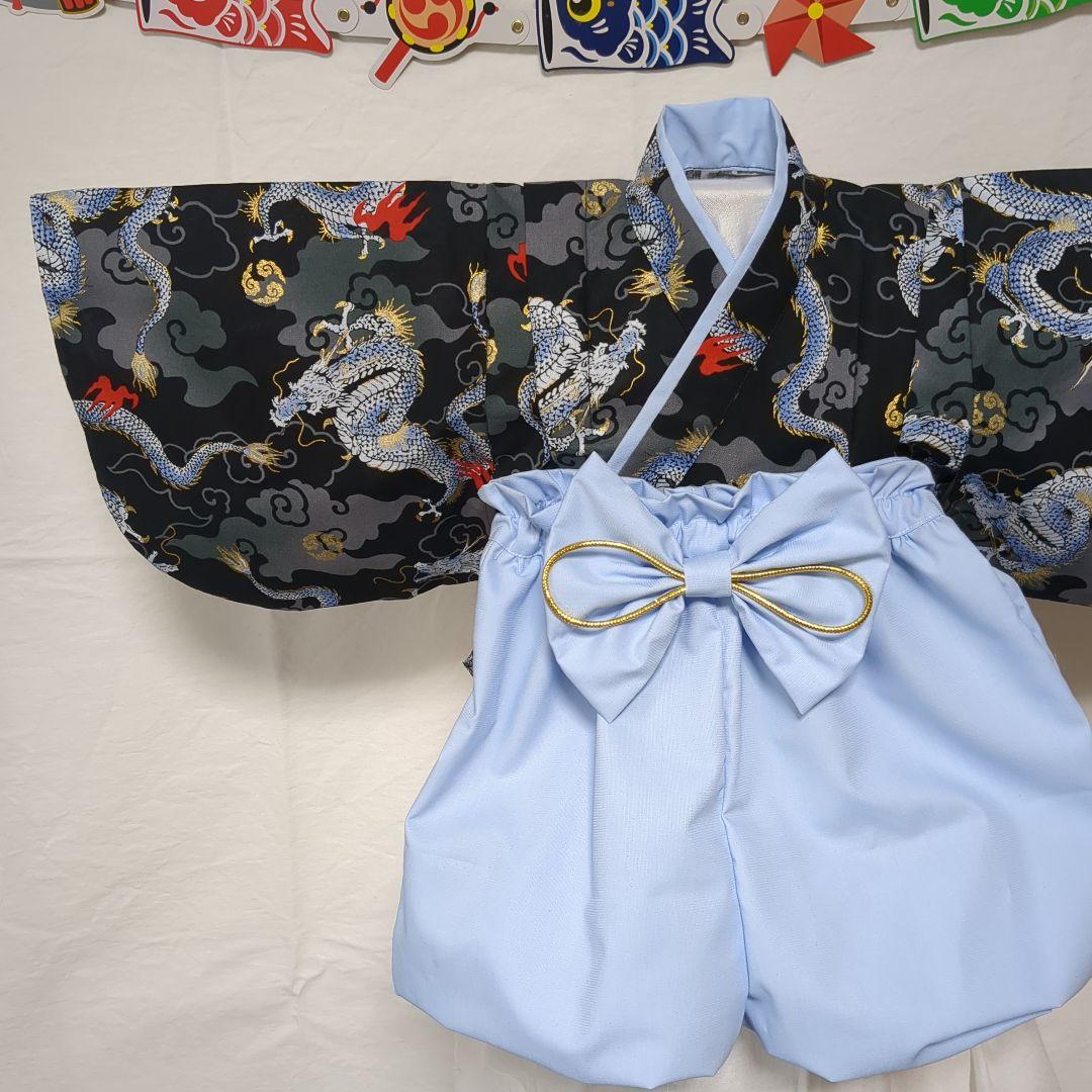 imua様専用❗️ハンドメイドのベビー袴❗️龍柄生地、黒系。初節句に最適。