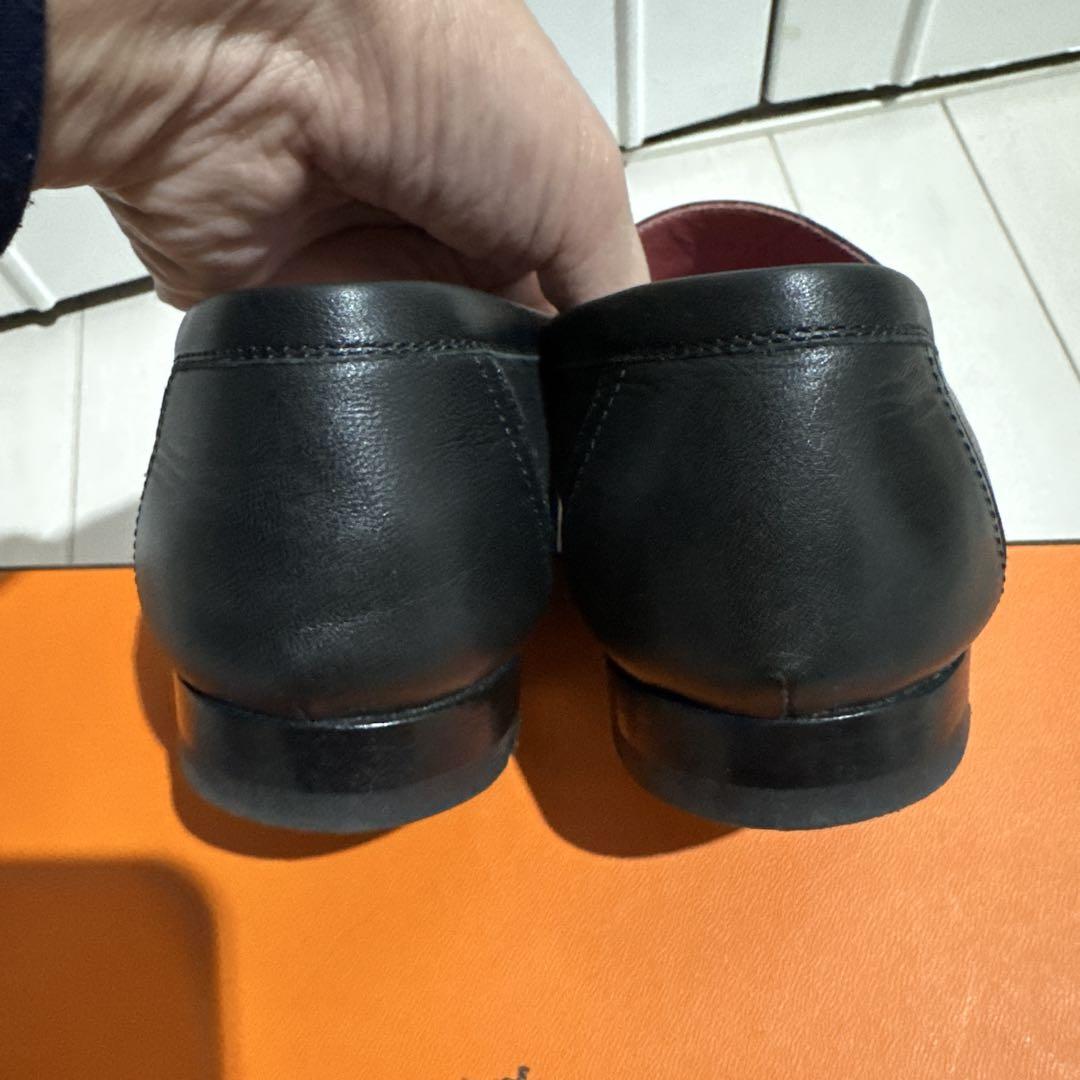 HERMES モカシン 黒 レザー　37
