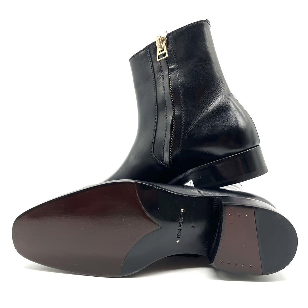 【新品】TOM FORD レザージップアップチェルシーブーツ イタリア製 箱付き