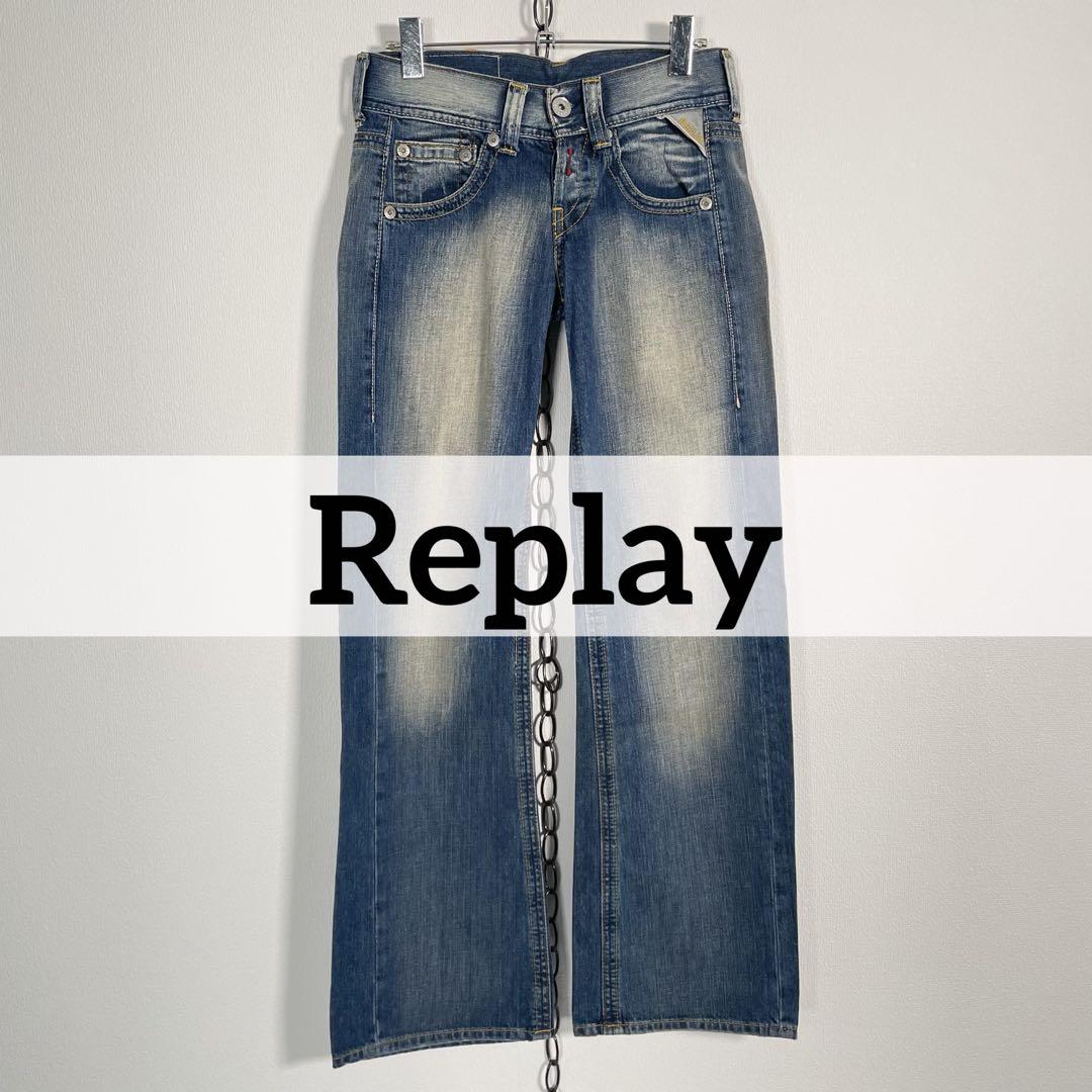 00s Replay 加工 ローライズ フレアデニムパンツ フェアリーグランジ