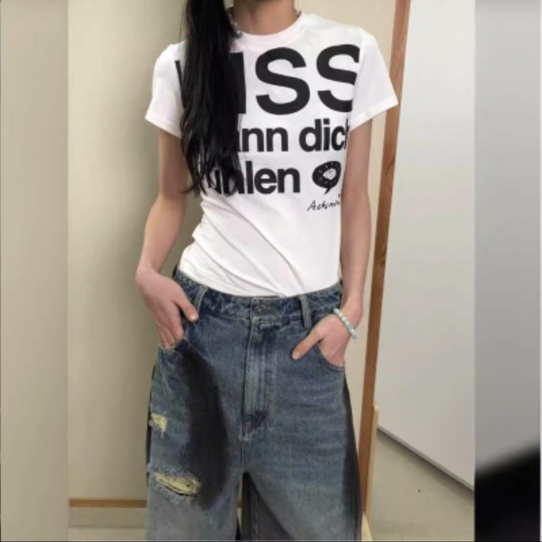 y2k tシャツ 白 平成 ギャル ピチT 00s M グランジ トレンド