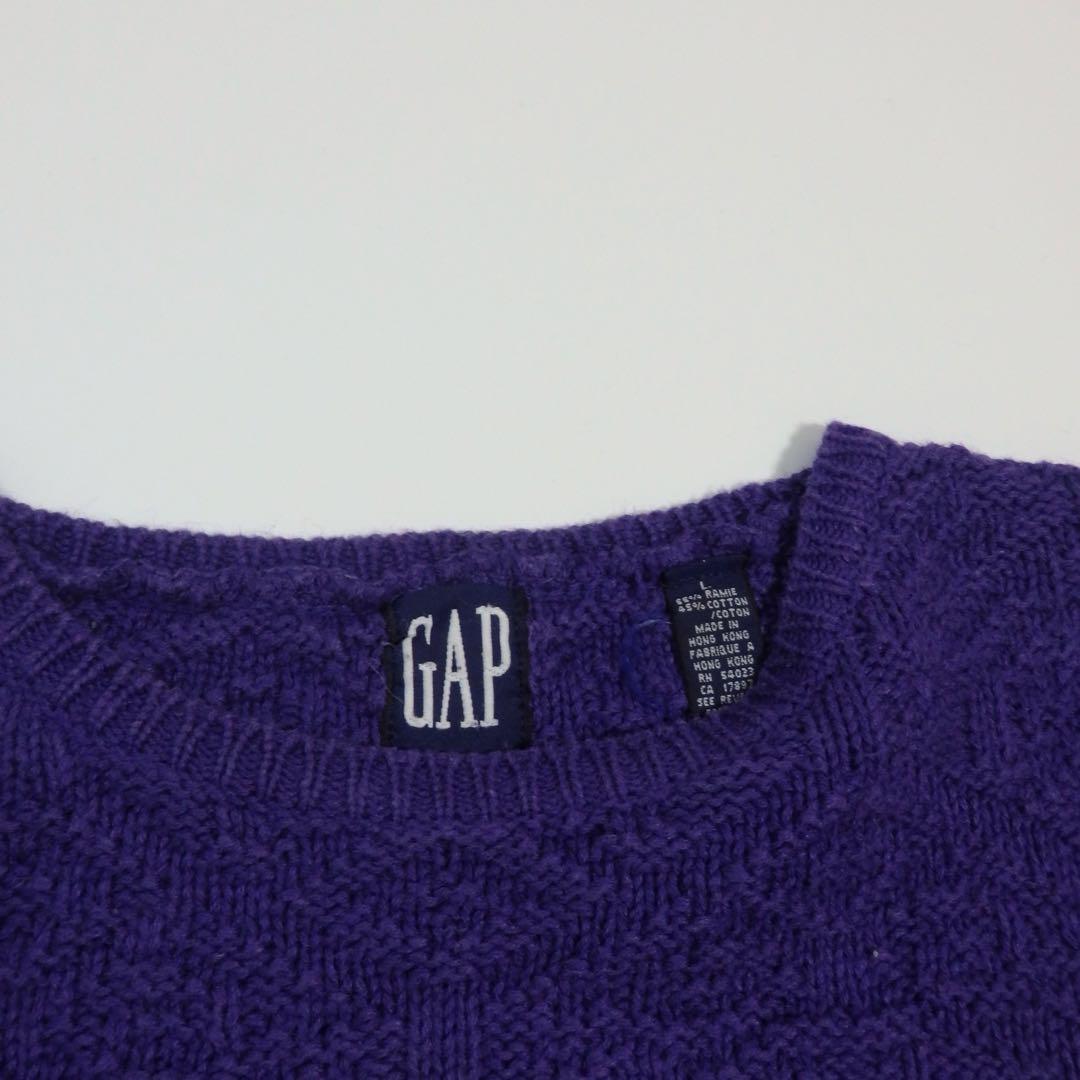 【一点物】90s old GAP ロング セーター パープル L 3D ニット
