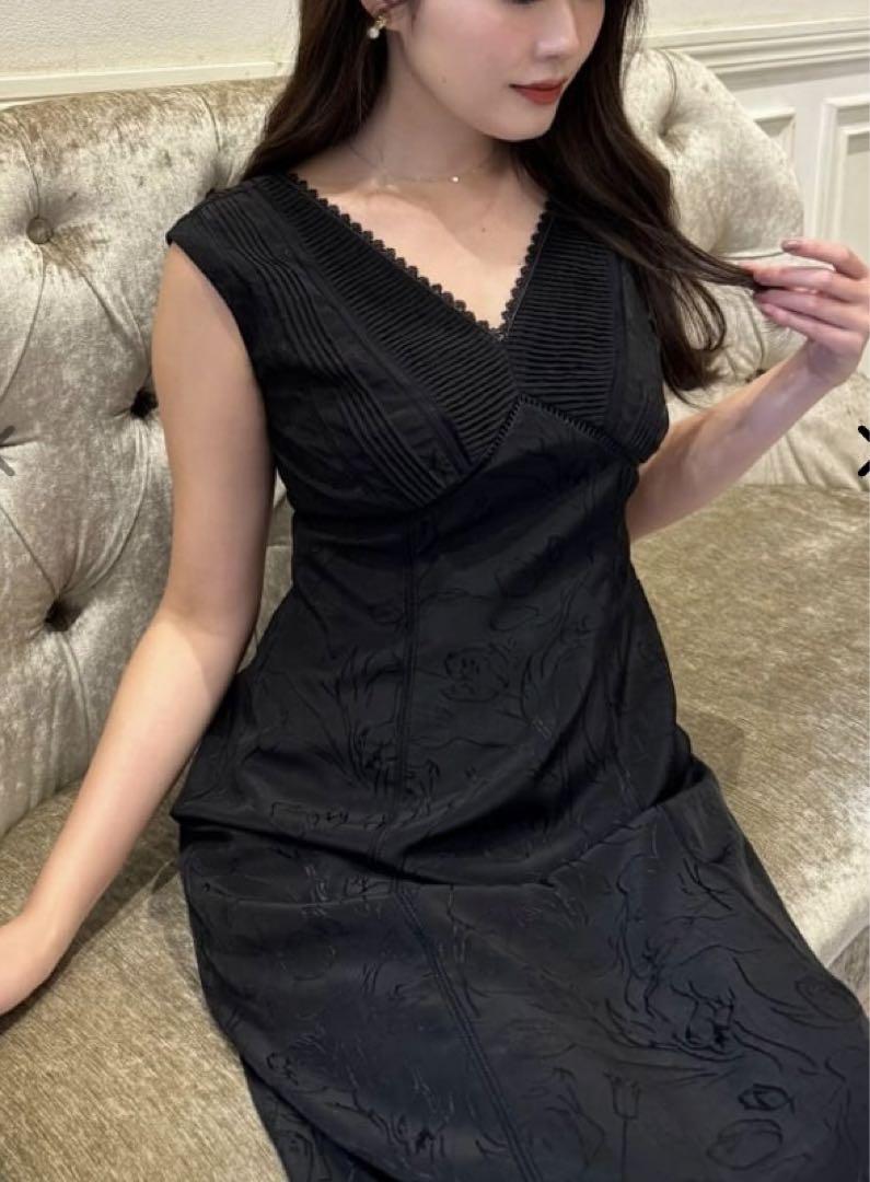 Her lip to Lace TrimmedJacquardDressサイズS