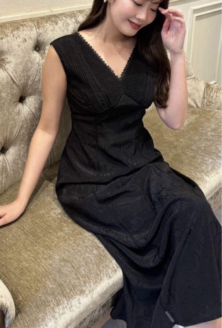 Her lip to Lace TrimmedJacquardDressサイズS