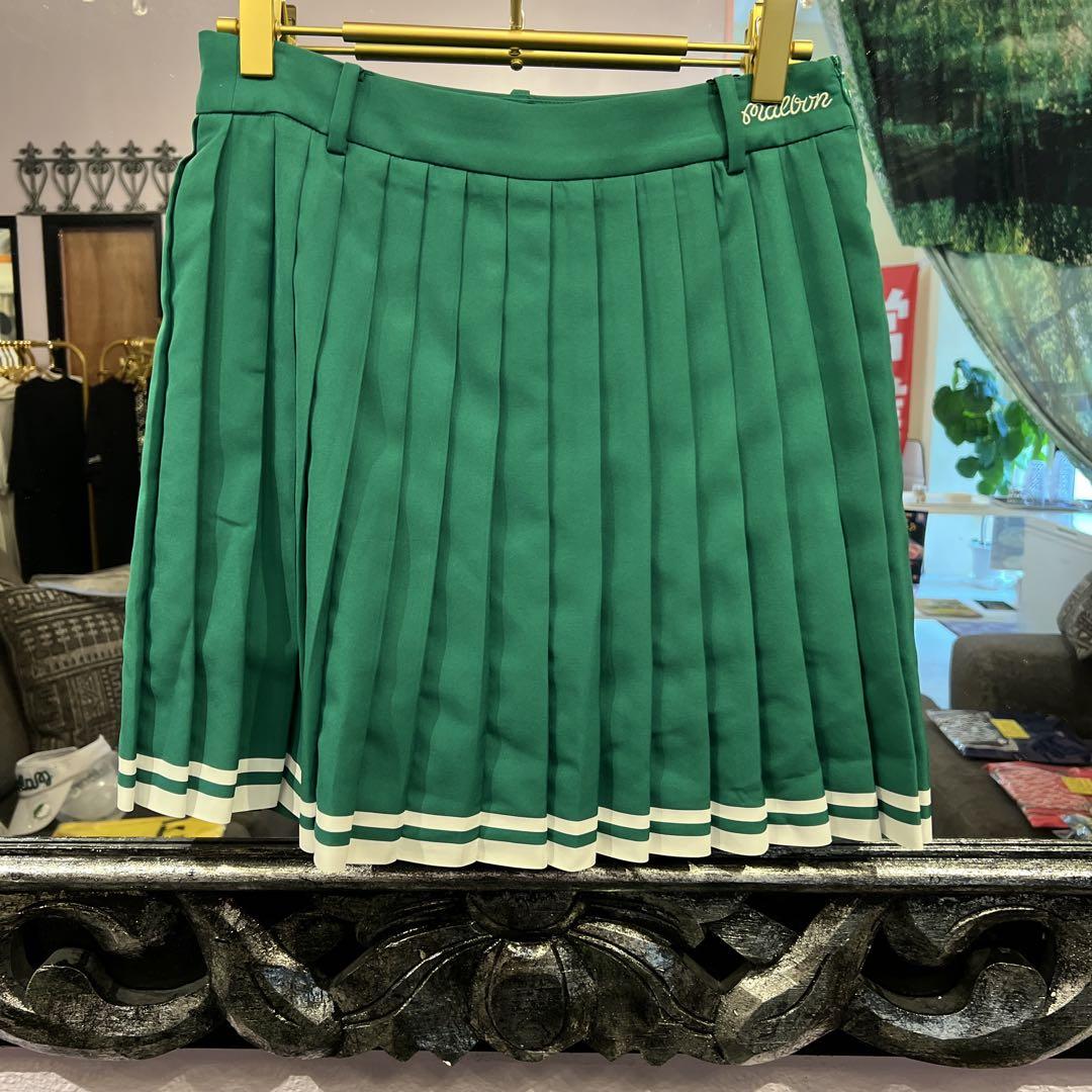malbon グリーン プリーツスカート