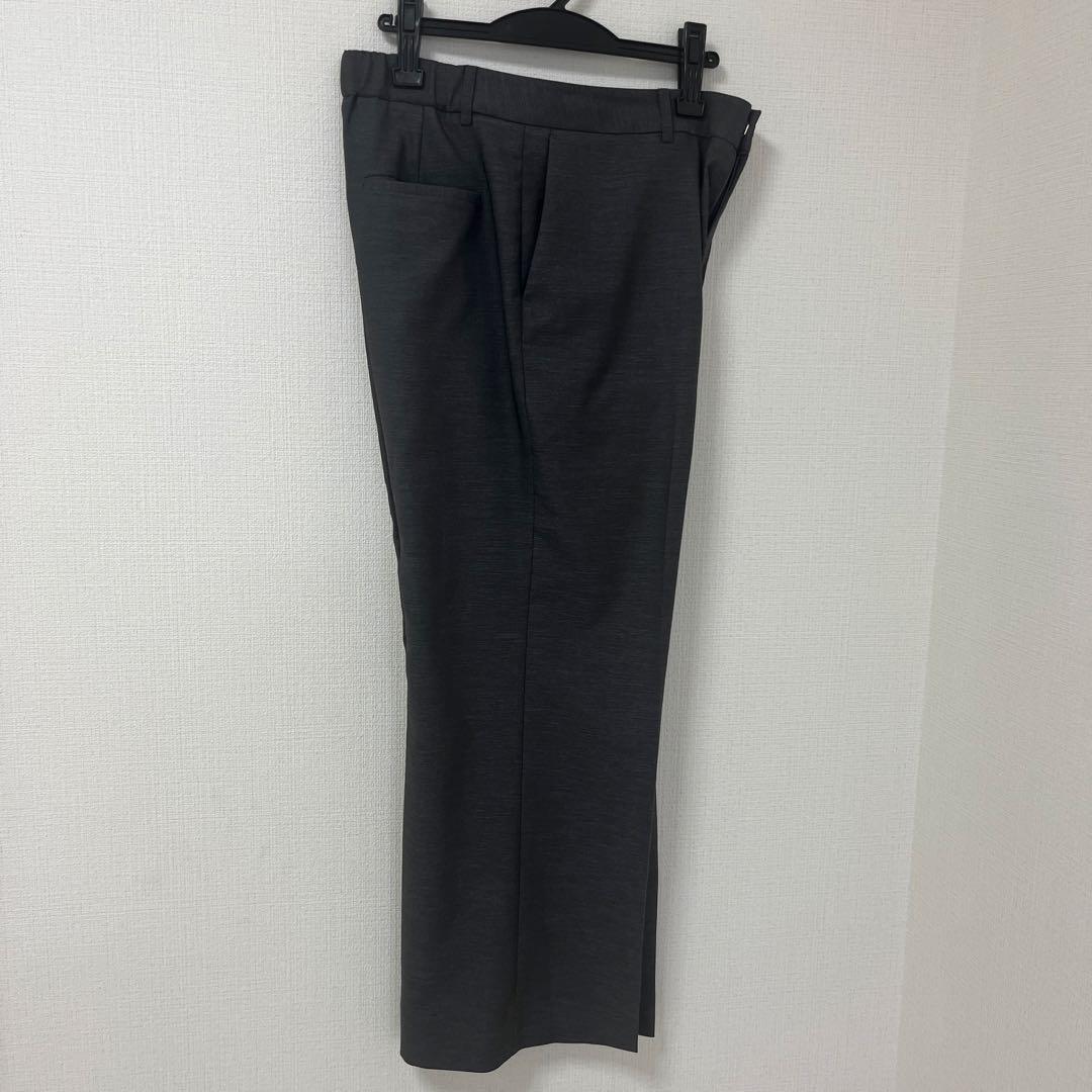 AOKI 麻調グレーノーカラージャケット ワイドパンツ 上下セット