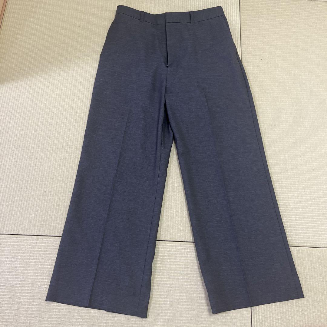 AOKI 麻調グレーノーカラージャケット ワイドパンツ 上下セット