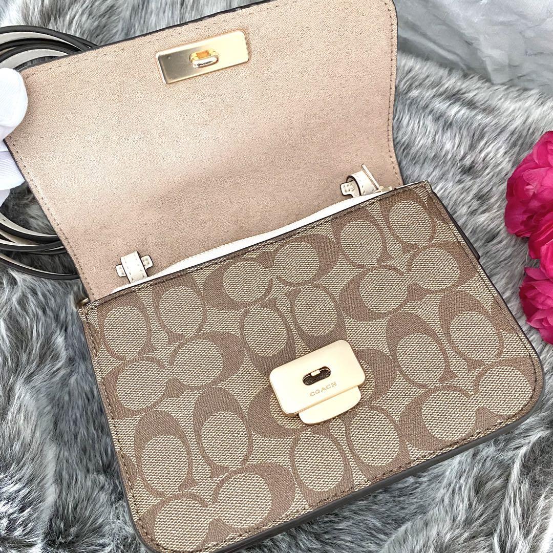 新品☆COACH ショルダーバッグ ホワイト 花柄 レザー ショルダーバッグ 画像3