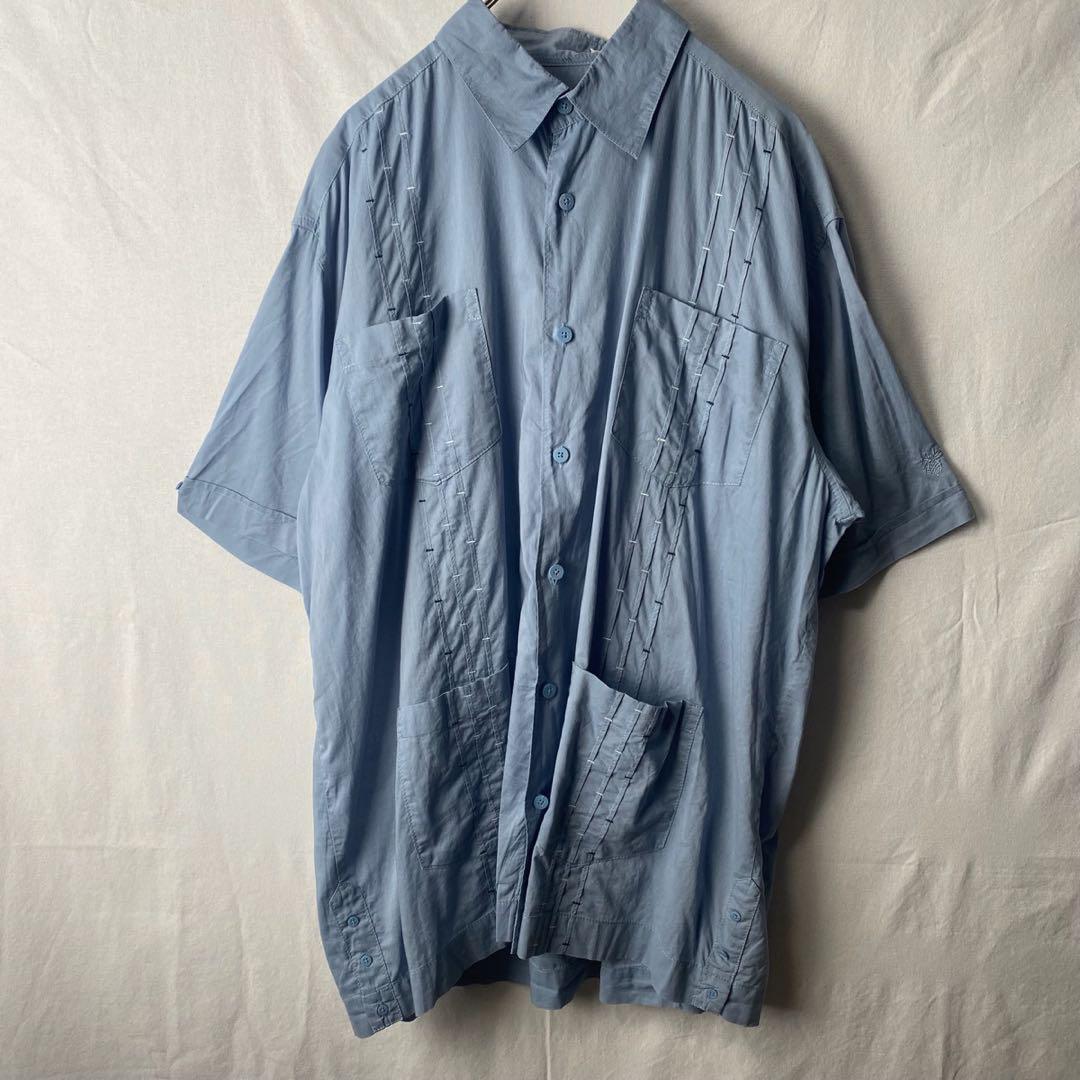 90s 00s CUBAVERA キューバシャツ 古着 半袖シャツ 水色