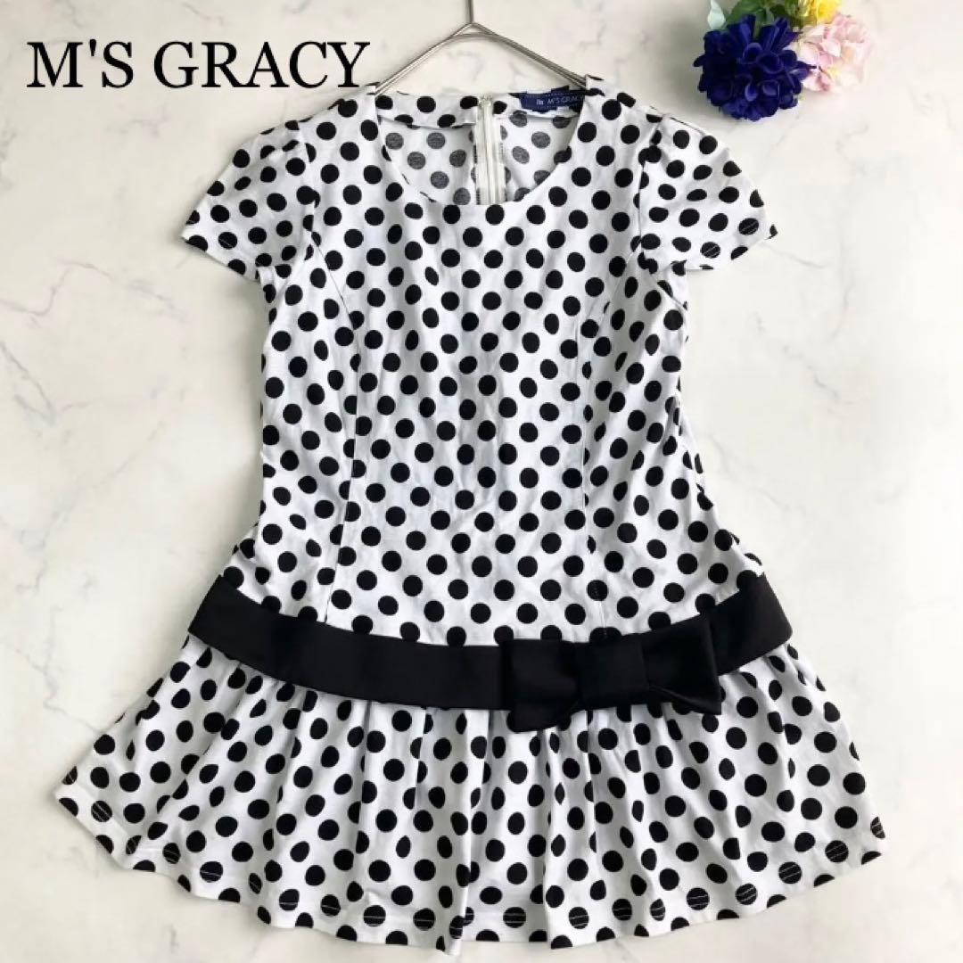 M´S GRACY ドット柄 フリルブラウス リボン プルオーバー 販売