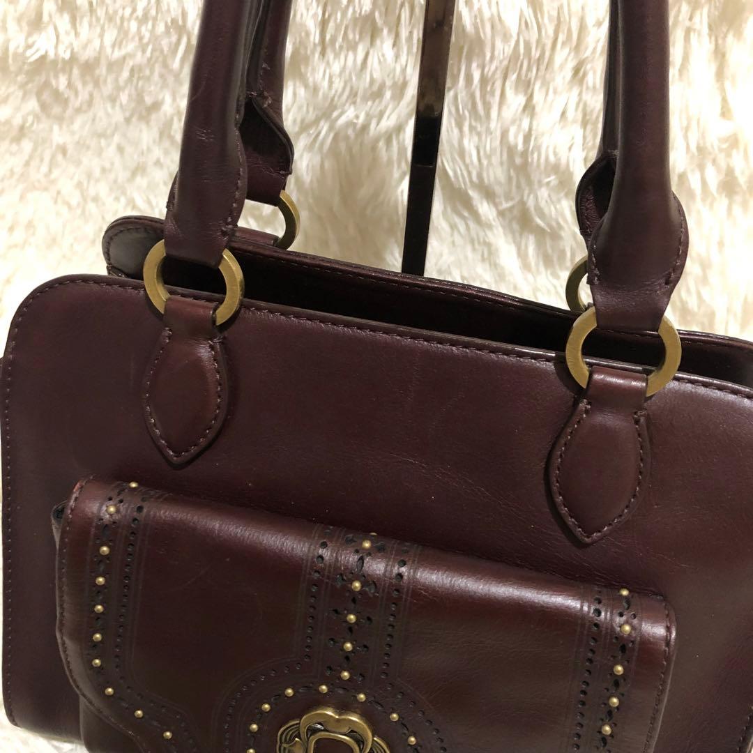 新品同様✨アナスイ　 レザー 2way ハンドバッグ　ショルダーバッグ ブラウン