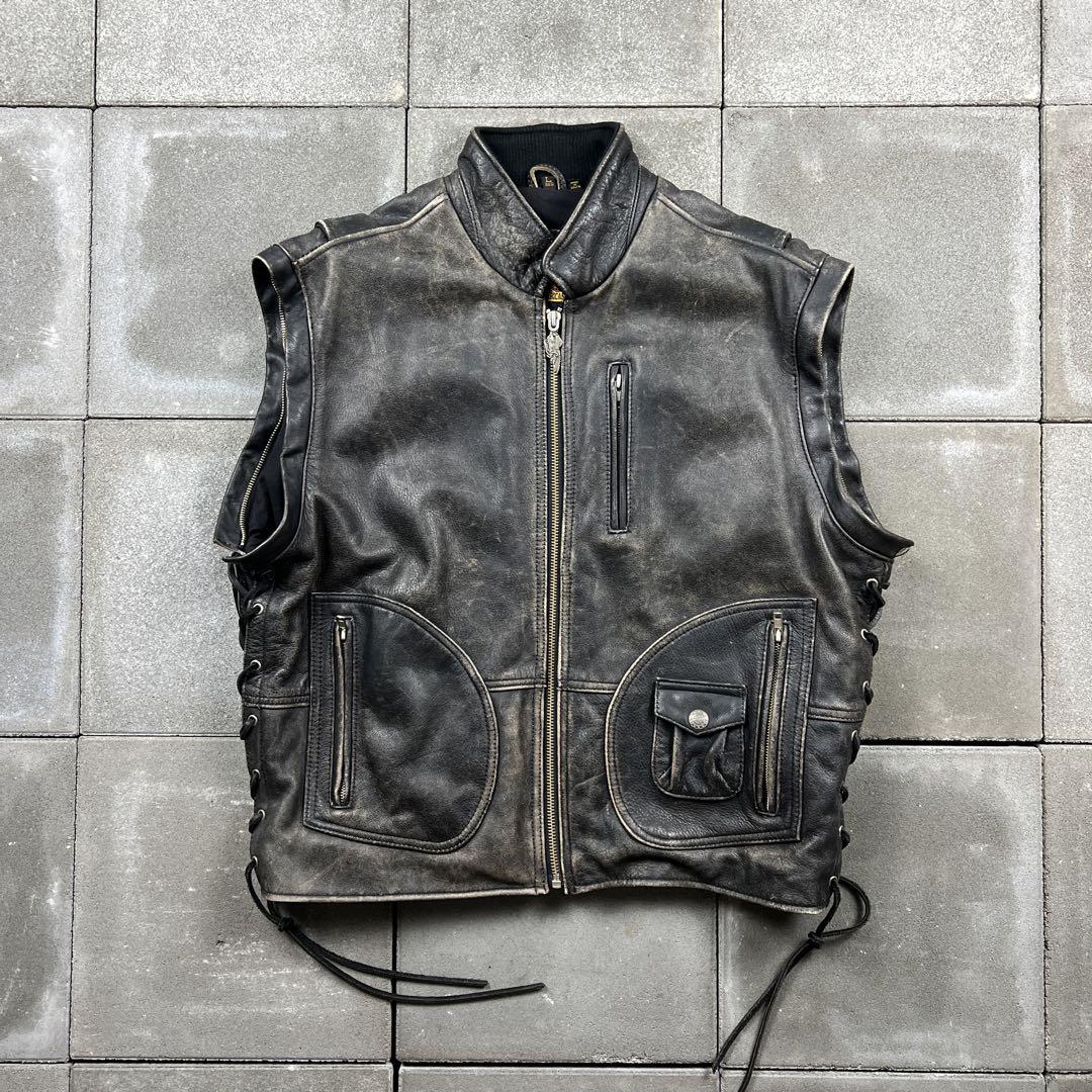 90s harley davidson 2way leather jacket 画像3