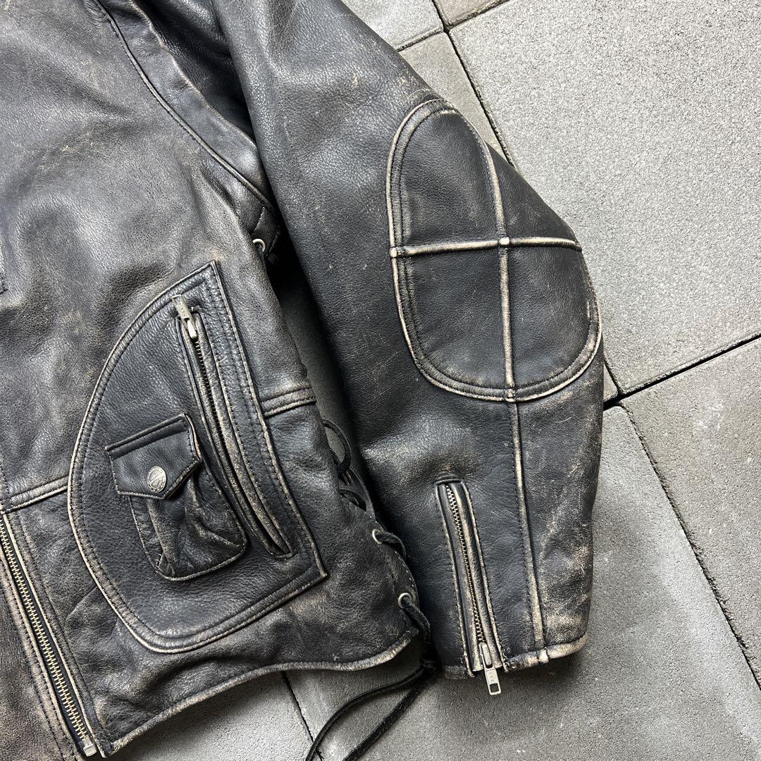 90s harley davidson 2way leather jacket 画像7