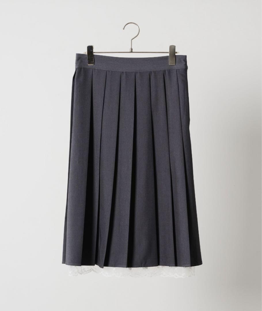 FEKETE MIDI LACE PLEATS SKIRT Mサイズ
