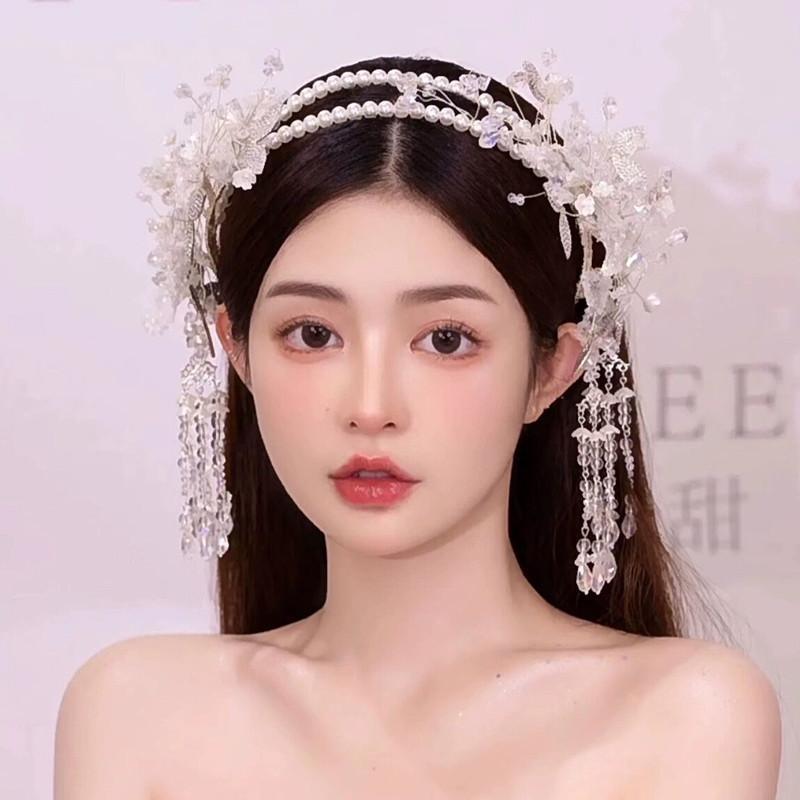 クリスタルフリンジ 額 眉間 カチューシャ ぶら下げた 髪飾り
