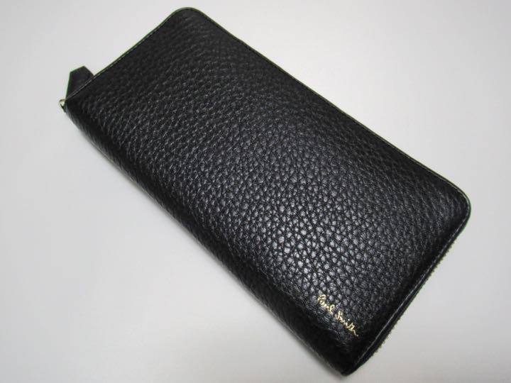 100%新品新品 ポールスミス 新品 箱付きマルチストライプタブ ラウンドファスナー牛革長財布 黒 2m8I1-m47921948736 定番セール
