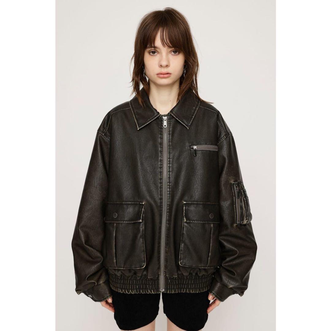 SLY ヴィンテージ フェイクレザーショートブルゾン SLY ヴィンテージ フェイクレザーショートブルゾン