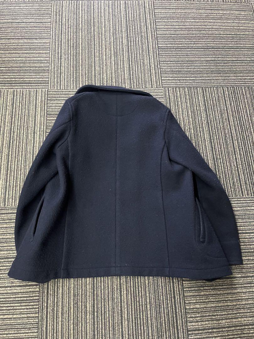 【美品】DANTON ダントン　ピーコート　ウールモッサ　ネイビー　ロゴ