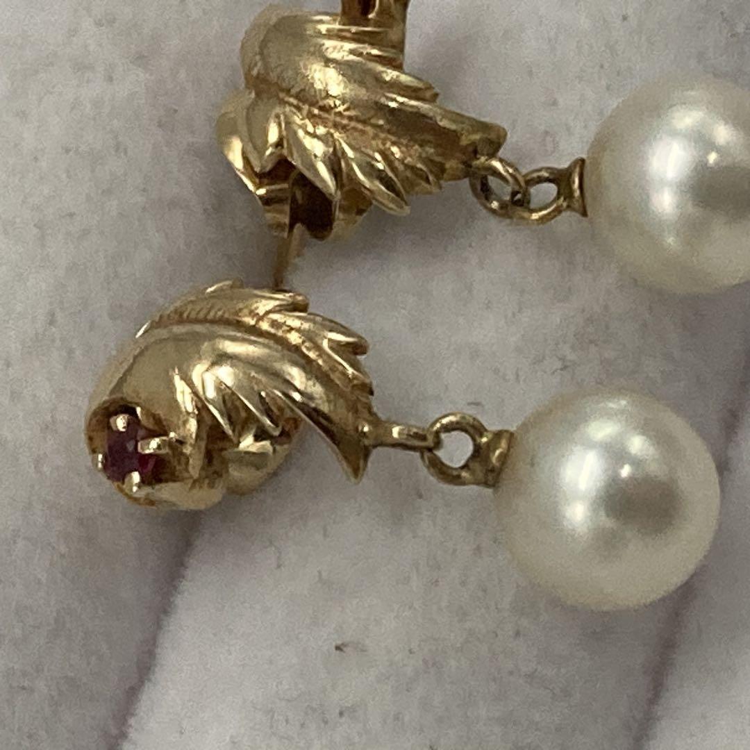 【4558】TASAKI K14パールピアス　約7.2㎜