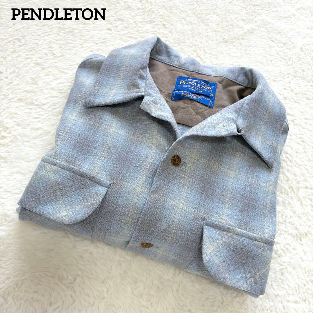 神配色 PENDLETON 青ベース 開襟 オンブレチェック ボートシャツ 神配色！PENDLETON オンブレチェックボードシャツ ライトブルー - メルカリ