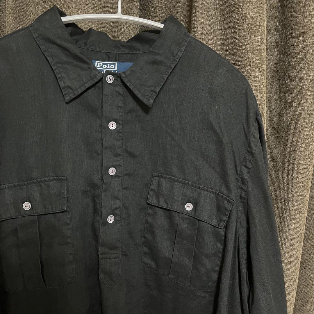 メーカー再生品】 90s polo by ralphlauren ブラックリネン プル