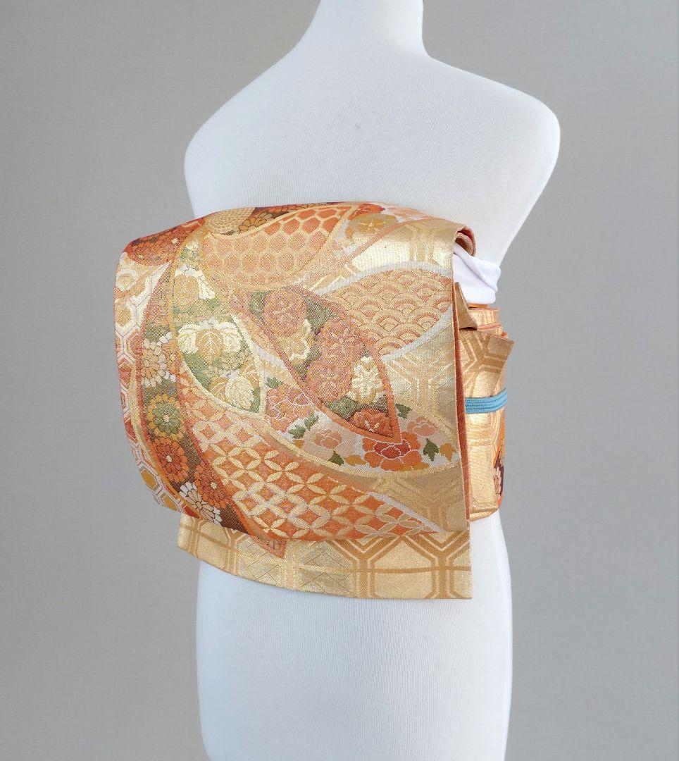 二重太鼓 佐賀錦 エレガントに乱菊 作り帯付け帯 〜105cm