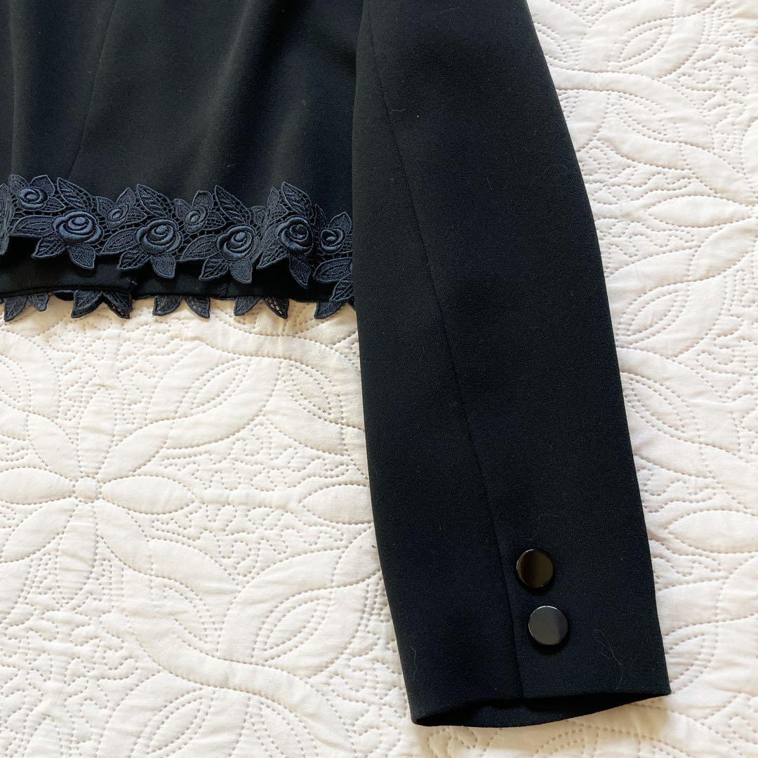 東京ソワール　ブラックフォーマル　ワンピース　ジャケット　セット　刺繍　9号　花