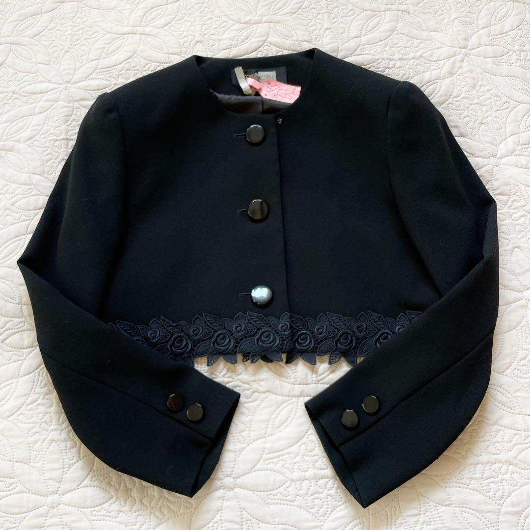 東京ソワール　ブラックフォーマル　ワンピース　ジャケット　セット　刺繍　9号　花
