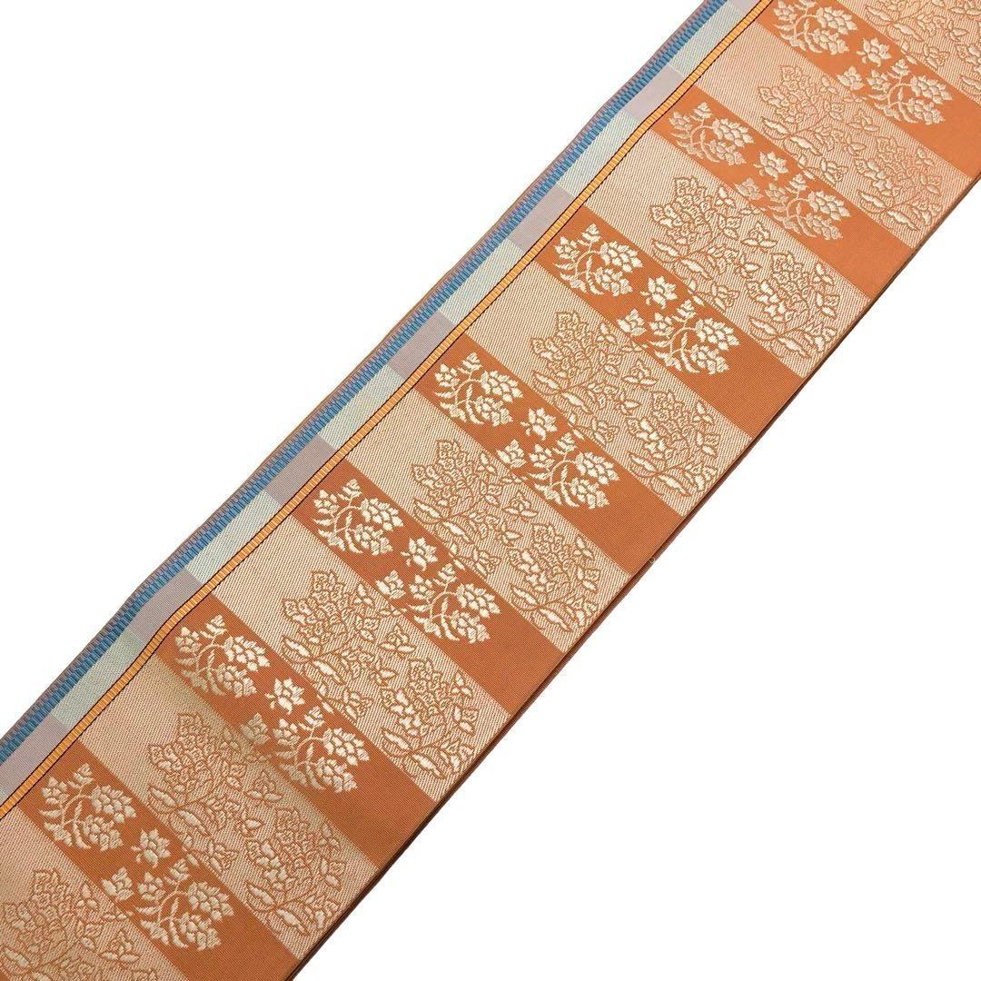 半幅帯 本場筑前博多織 証紙付 横段花模様 埴色 D-2044 - メルカリ