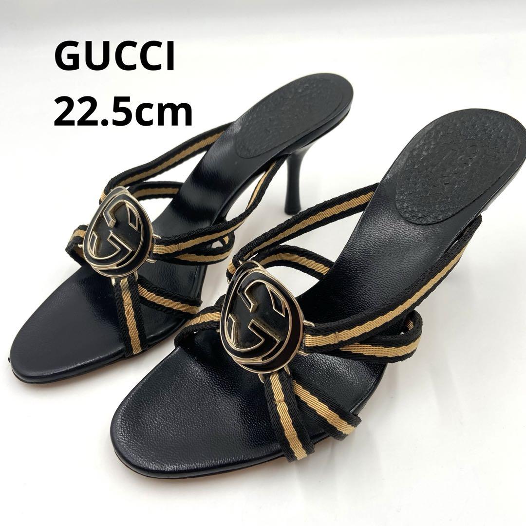 ✨良品✨GUCCI グッチ ホースビット レザー サンダル 22cm ブラック