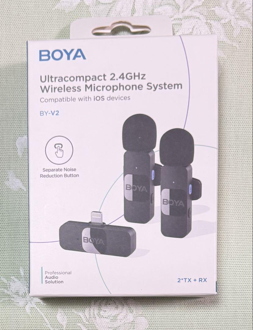 BOYA V2ワイヤレスピンマイクLightning用伝送距離100m