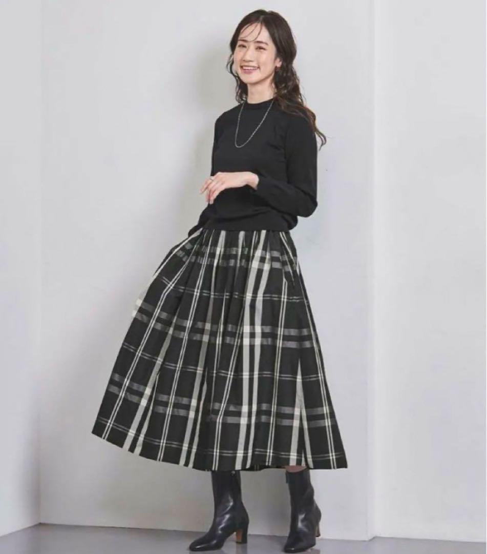 チェック タフタ スカート　size38　UNITED ARROWS ㊵ユナイテッドアローズ チェックタフタスカート 38雑誌掲載品