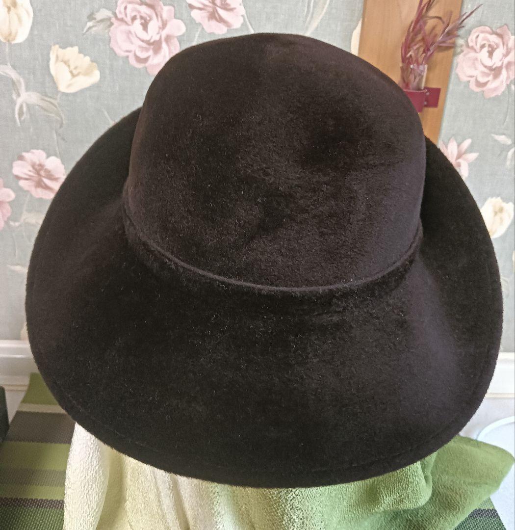 美品 Max Mara ピアノフォルテ ウールフェルト ハット S リボン 黒