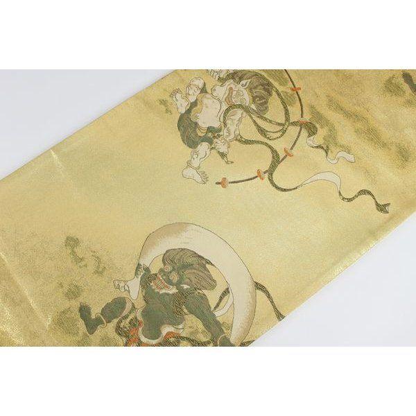 低価定番 袋帯風神屏風図西陣織金地 新品未使用 e2Xms-m47954101229 証紙付き お買い得新品