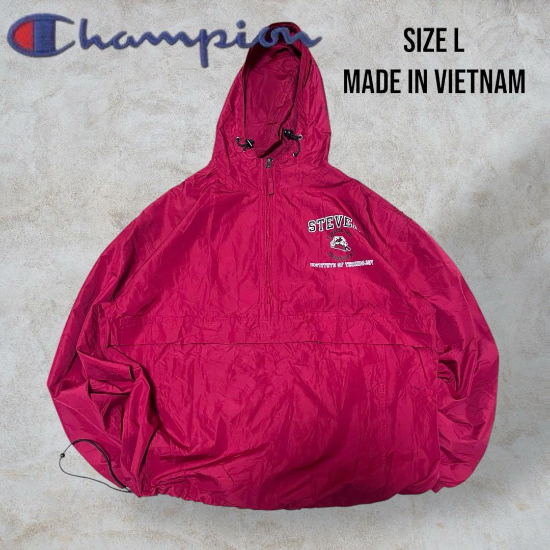 【champion】ビックサイズUSAカレッジ系チャンピョンアノラックレッドL