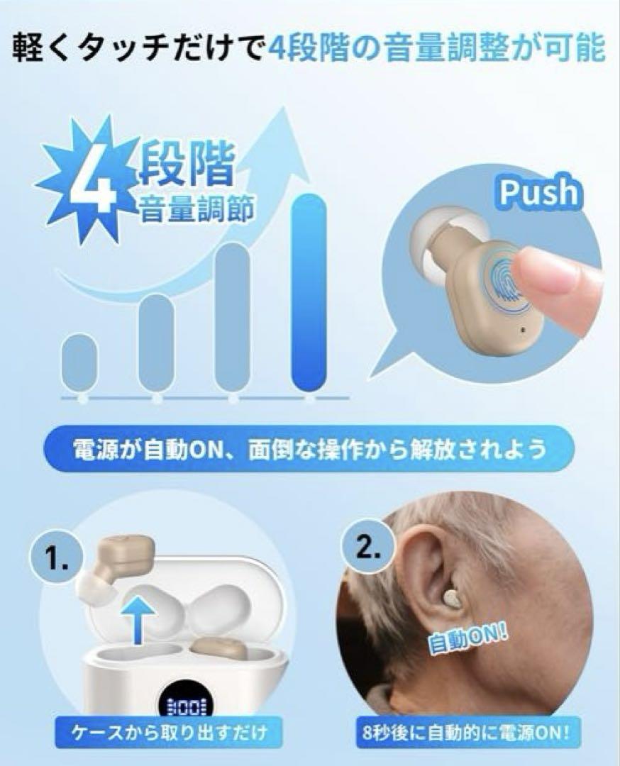 集音器 4段階音量調整 簡単操作 音声拡聴器 3.2g Type-C充電式