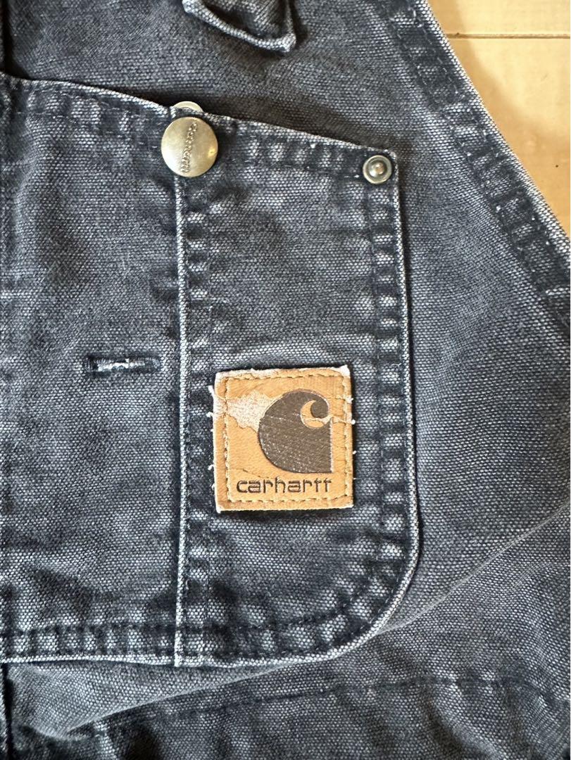 【最終値下げ】Carhartt vintageダブルニーブラック　オーバーオール