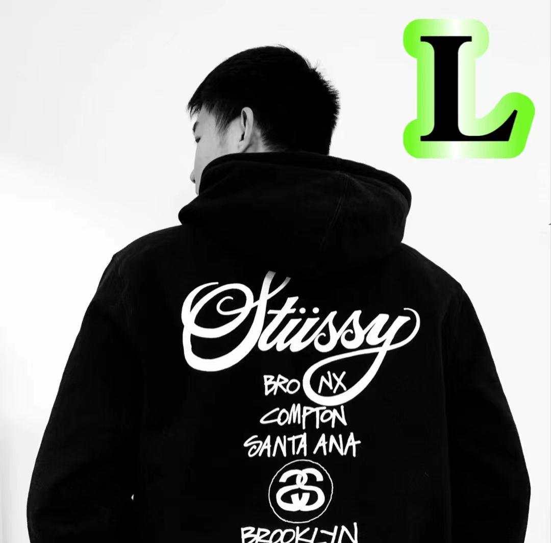 L stussy パーカー ワールドツアージップ WORLD TOUR ZIP