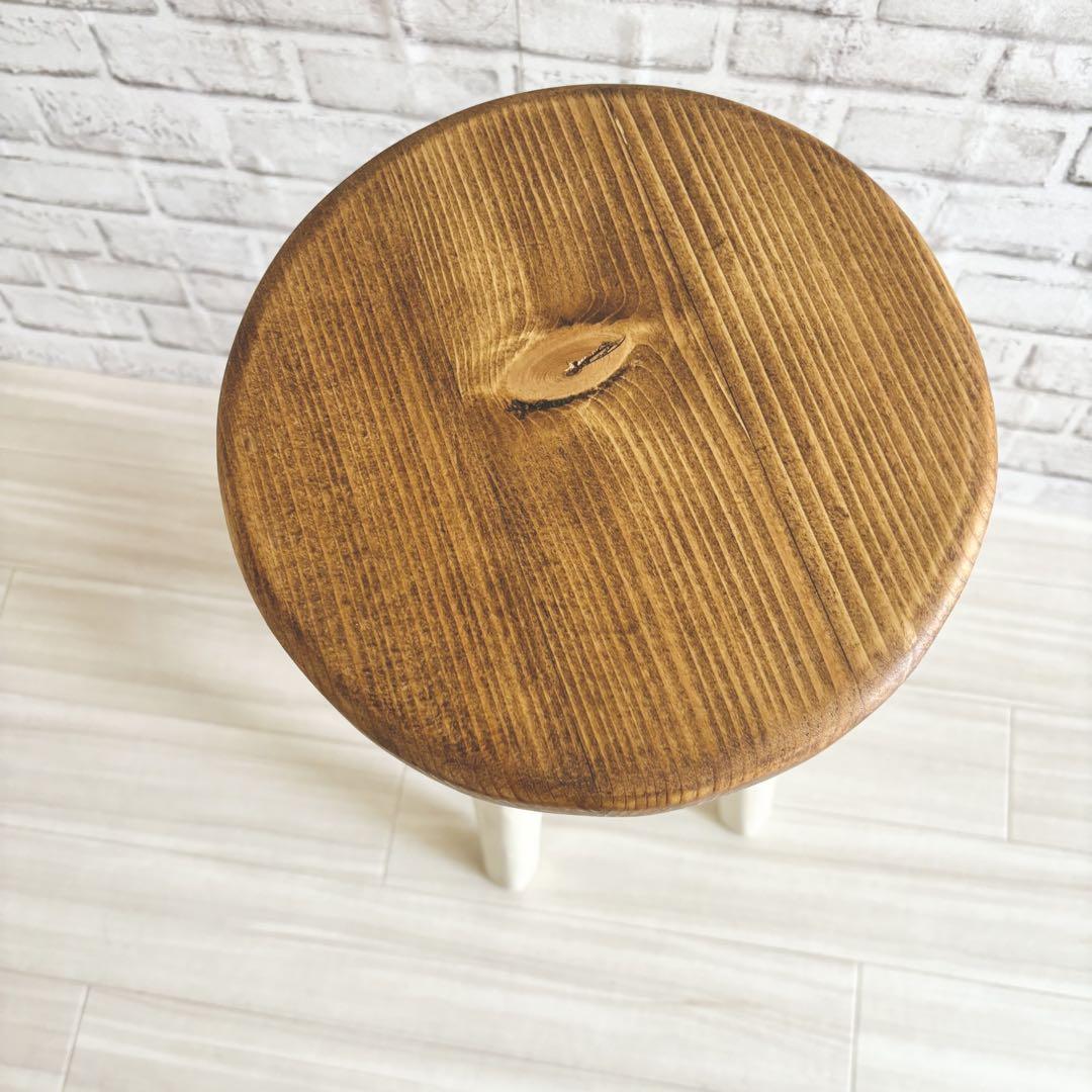 ハイスツール　座高65cm　木製レトロ　丸イス　ナチュラル　キッチンチェア