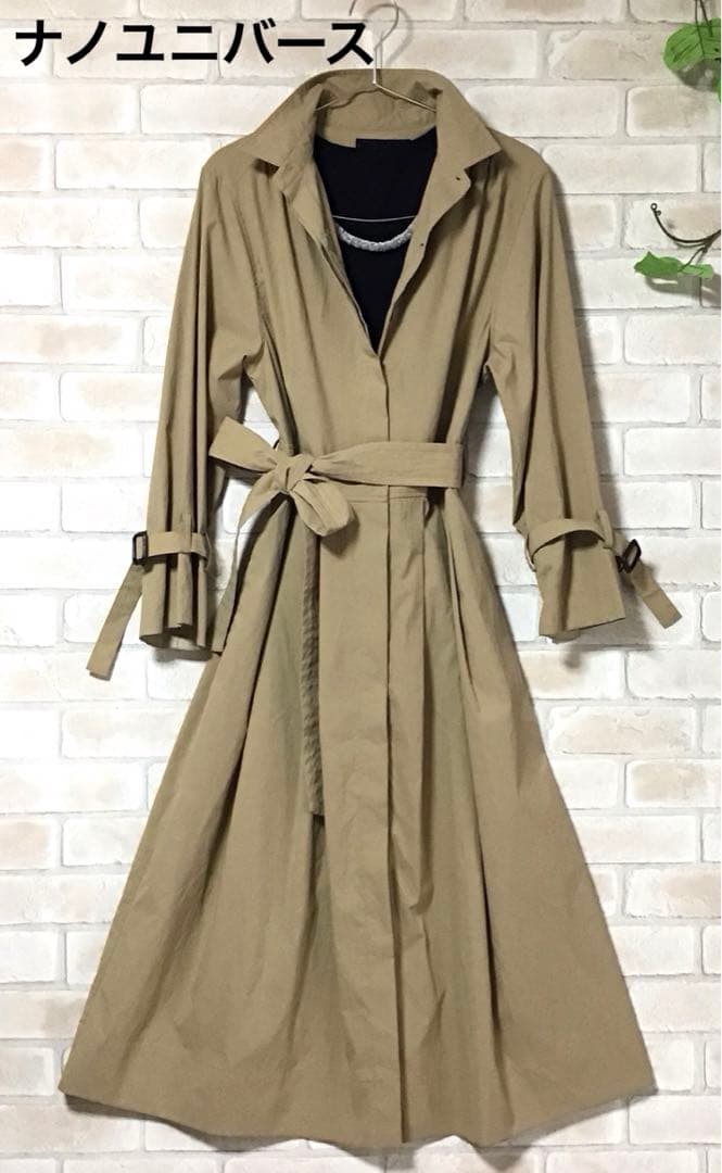 Nano universe 薄手　シャツワンピース　コート　36サイズ　ベージュ