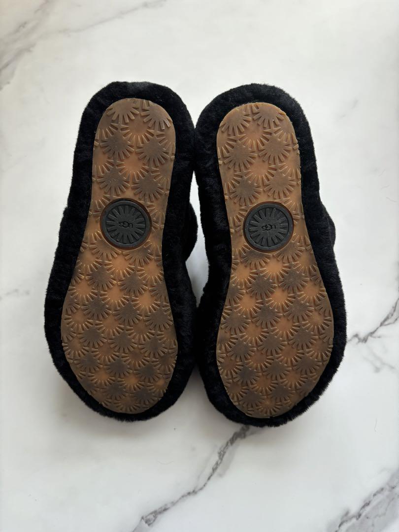 【美品】UGG ブラックファーサンダル23cm