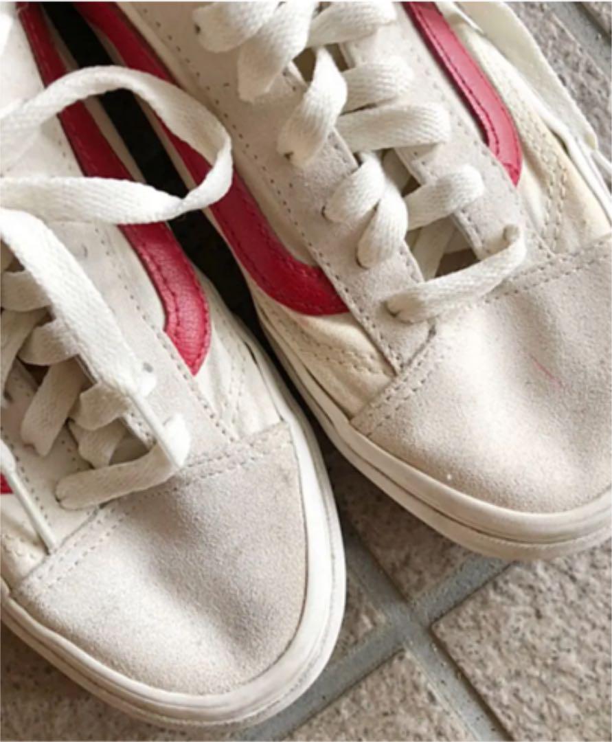 Vans old skool バンズオールドスクール 白×赤 24.5 - メルカリ
