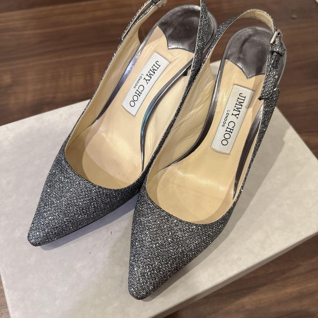 JIMMY CHOO グリッター スリングバック 37