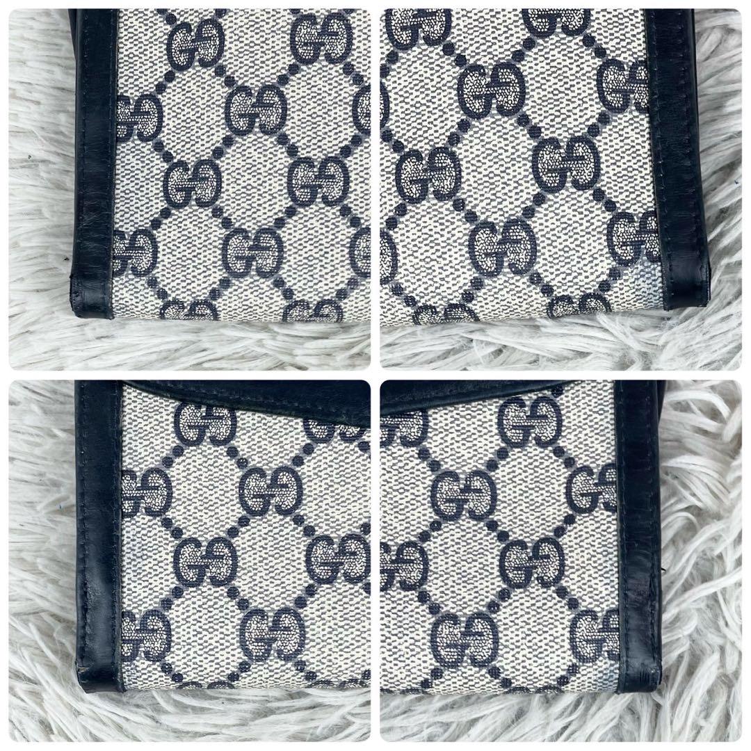 美品 OLD GUCCI PVC 長財布 シェリーライン インターロッキング 紺