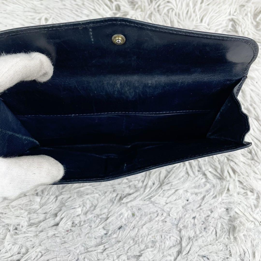 美品 OLD GUCCI PVC 長財布 シェリーライン インターロッキング 紺