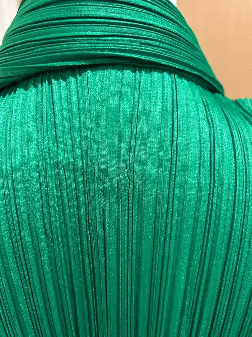 ⭐️レアなプリーツプリーズグリーン裾、袖先ギザギザトップス極美品⭐️ ⭐️レアなプリーツプリーズグリーン裾、袖先ギザギザトップス極美品⭐️