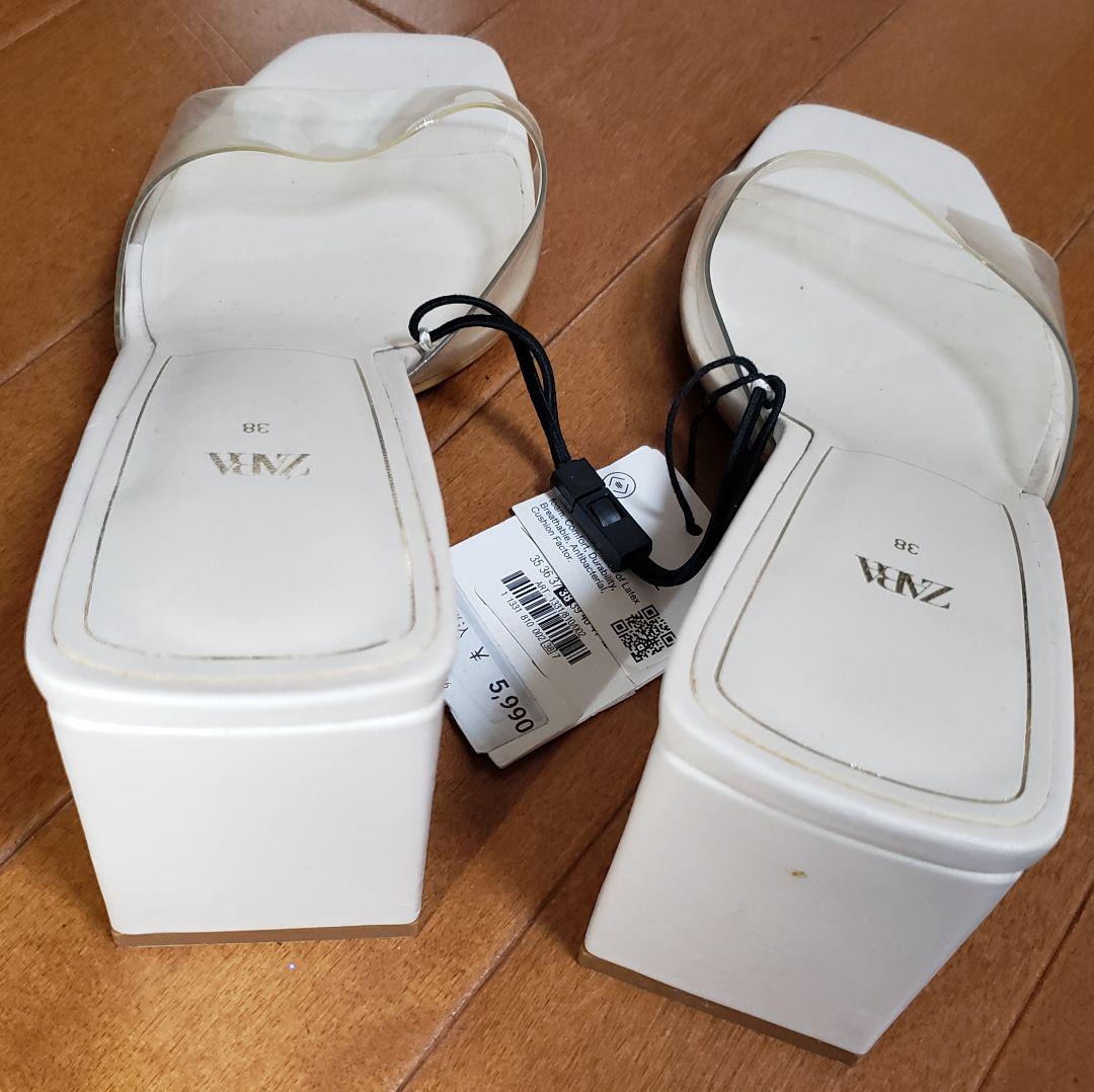 ZARA ブラック キルティングミュールサンダル 38 24cm 美品