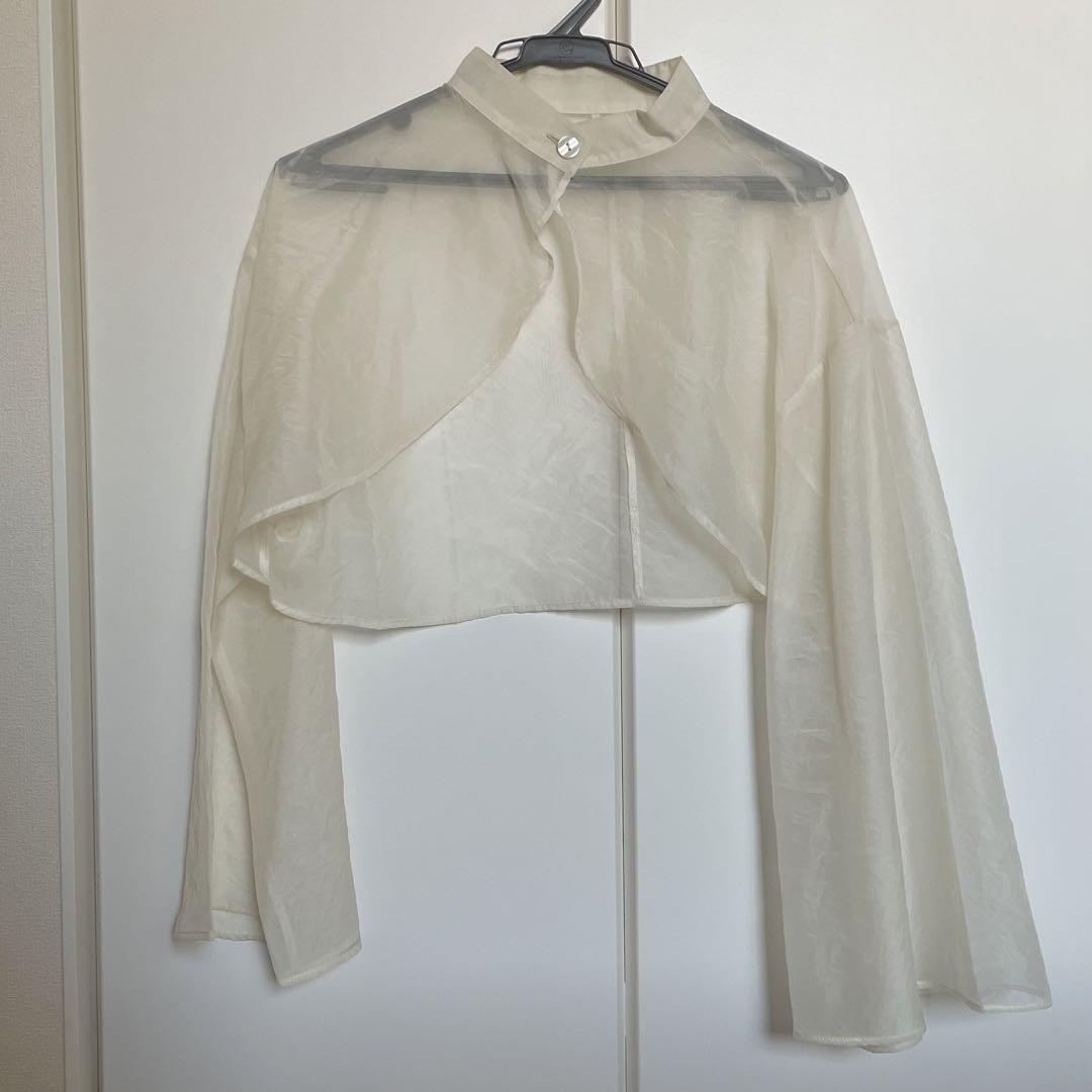 シャツ+ブラウス(長袖+七分) Aby eaphi flare sleeve sheer cape blouse eaphi flare sleeve sheer cape blouse | Shop at Mercari from