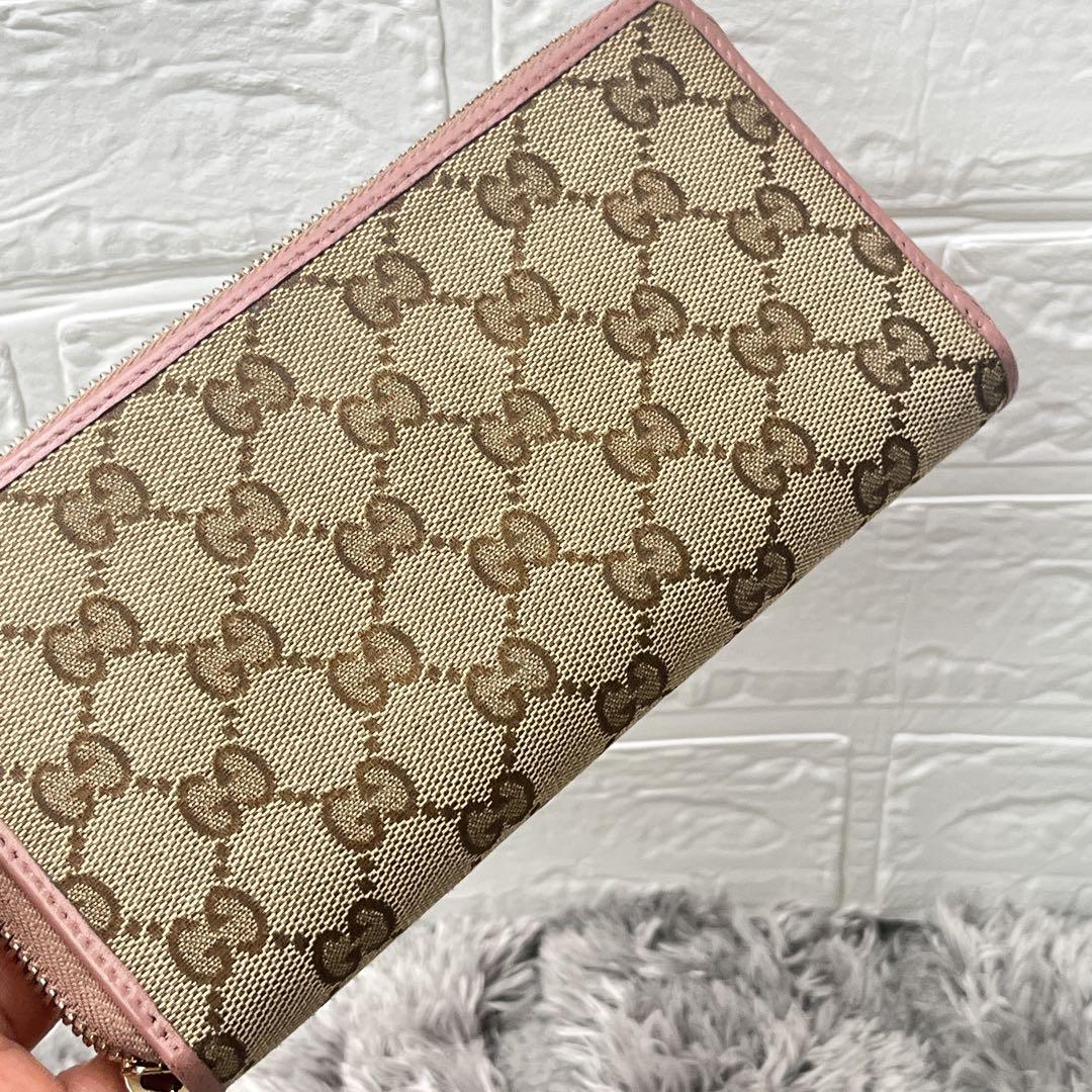 美品✨GUCCI 長財布　インターロッキング　GGキャンバス ピンクベージュ